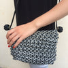 HANDBAG BLACK AND WHITE WEAVING SMALL/SAC BANDOULIERE TISSE NOIR ET BLANC